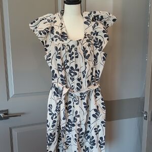 Cream Floral Print Midi Romper with Belt